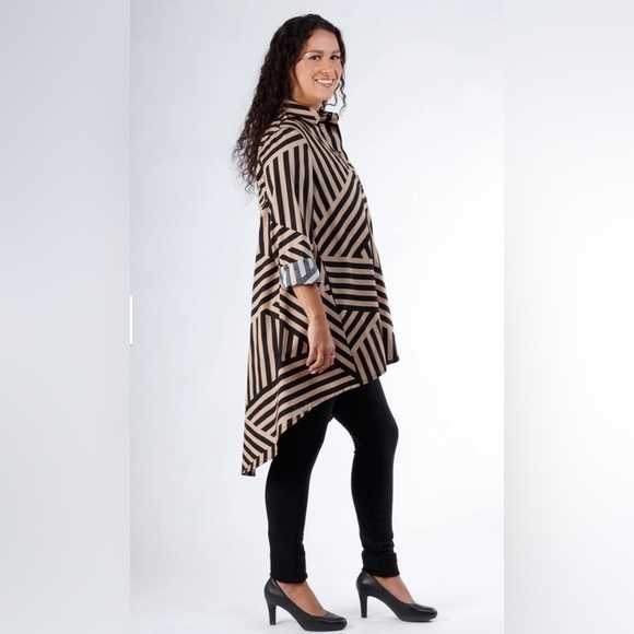 Lennard Taylor BRENDA SWING COTTON PRINT longsleeve dress shirt oversized sz XXS - Picture 2 of 12